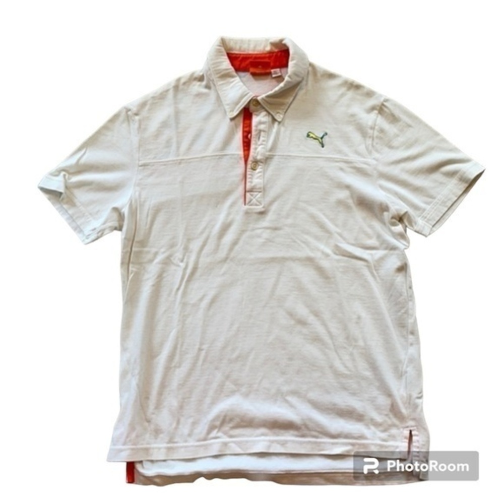 Men's Puma Golf‎ Polo Shirt Orange White Size Small